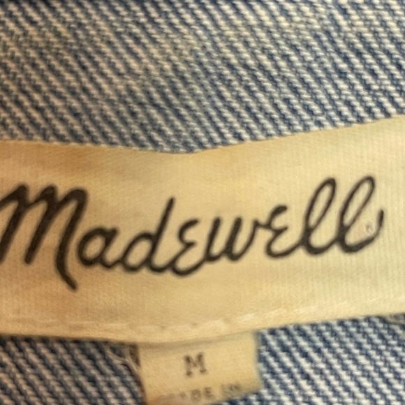 Madewell Distressed Collarless Denim Jackets Thunder Cloud Blue Women's Size M - Picture 11 of 11